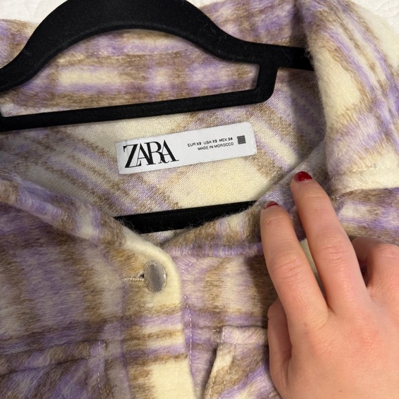 Zara Cream and Lavender Plaid Cropped Jacket - Picture 3 of 3